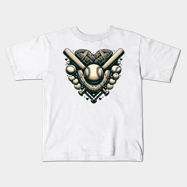 Baseball Valentine Steampunk Kids T-Shirt by Cun-Tees!